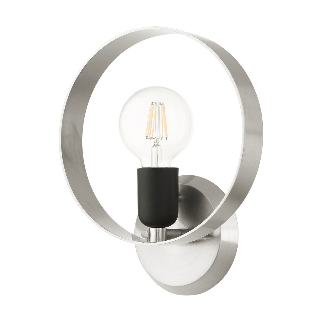 Livex Modesto 46421-91 Wall Sconce Light - Brushed Nickel w/ Blacks