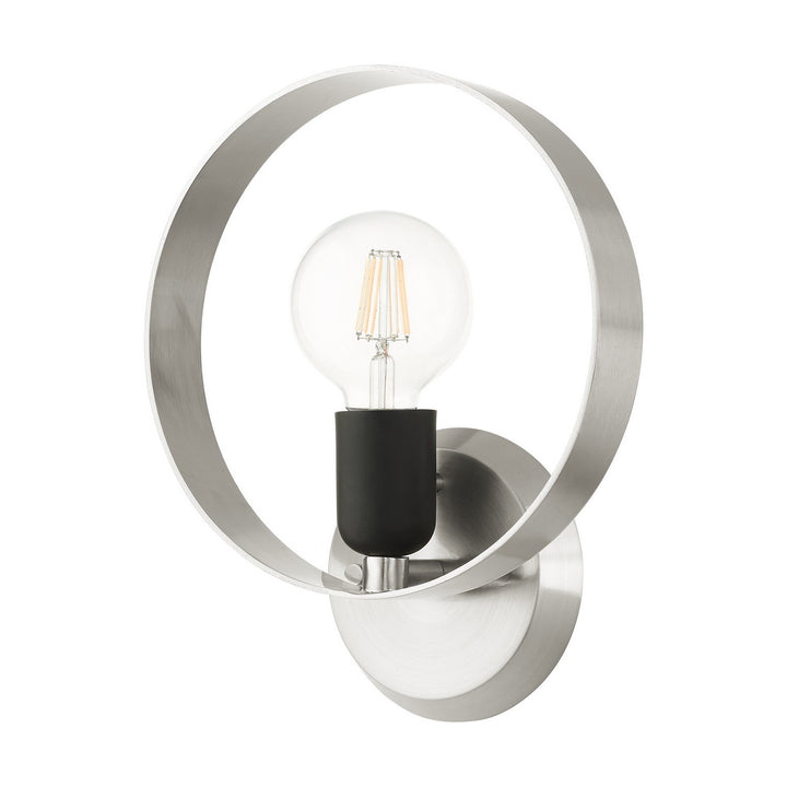 Livex Modesto 46421-91 Wall Sconce Light - Brushed Nickel w/ Blacks
