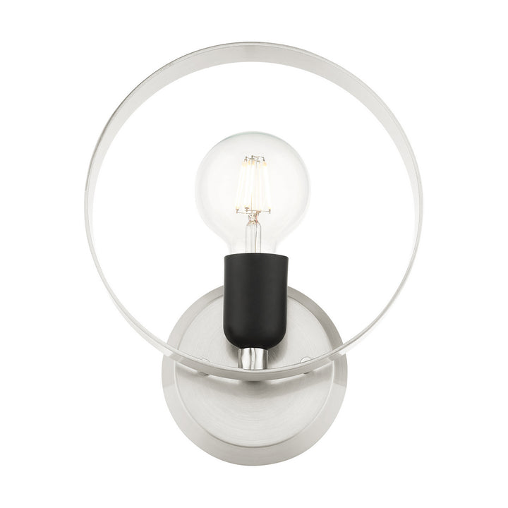 Livex Modesto 46421-91 Wall Sconce Light - Brushed Nickel w/ Blacks