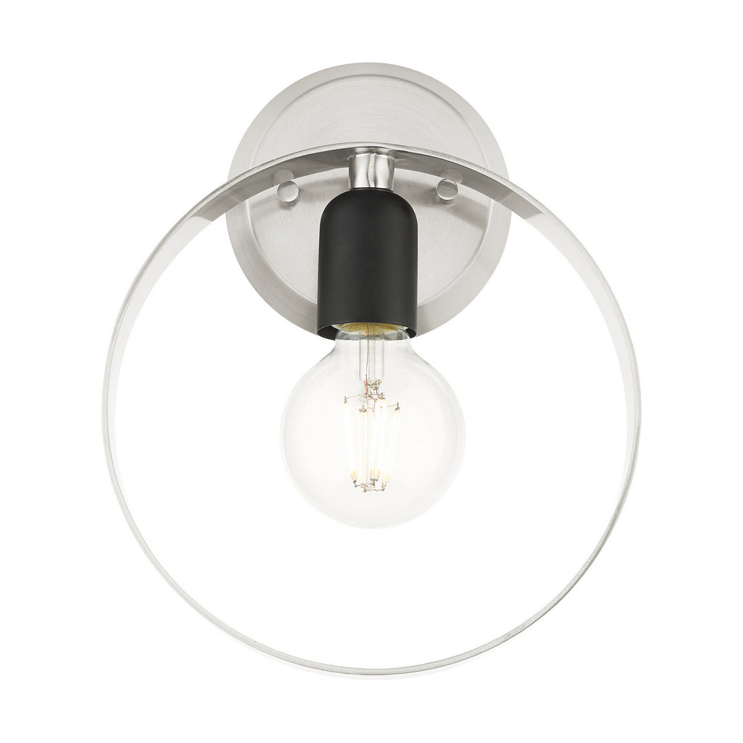 Livex Modesto 46421-91 Wall Sconce Light - Brushed Nickel w/ Blacks