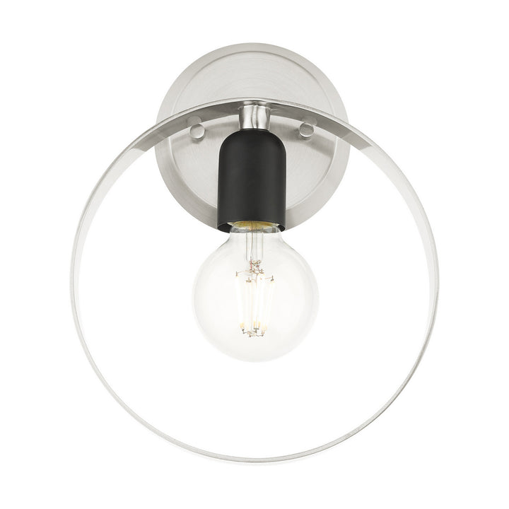 Livex Modesto 46421-91 Wall Sconce Light - Brushed Nickel w/ Blacks