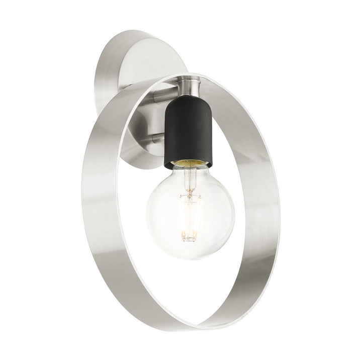 Livex Modesto 46421-91 Wall Sconce Light - Brushed Nickel w/ Blacks