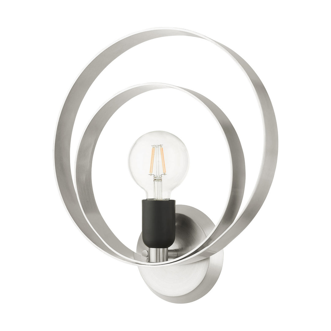 Livex Modesto 46422-91 Wall Sconce Light - Brushed Nickel w/ Blacks
