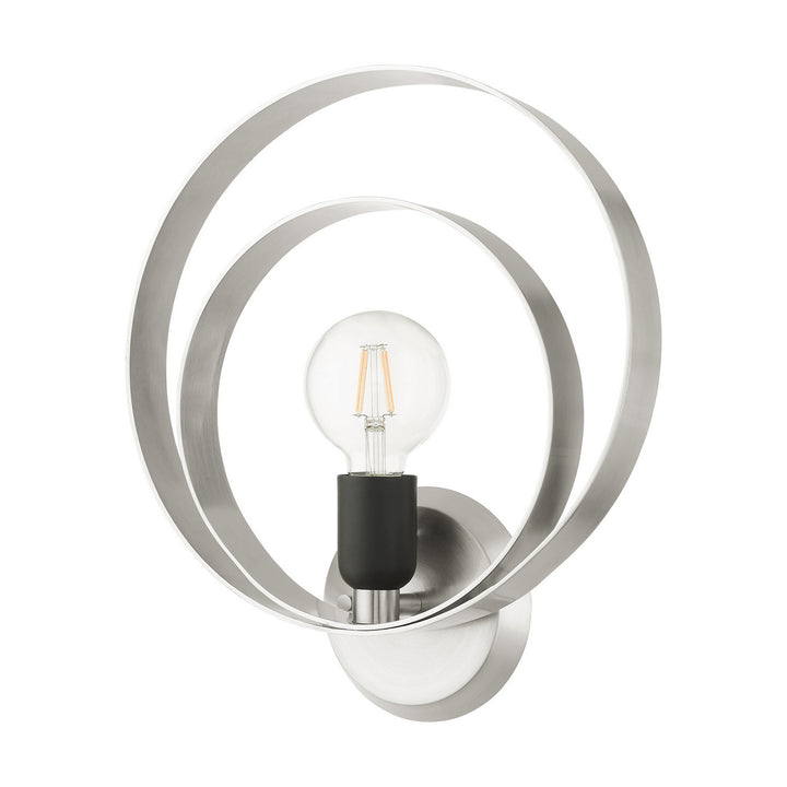 Livex Modesto 46422-91 Wall Sconce Light - Brushed Nickel w/ Blacks