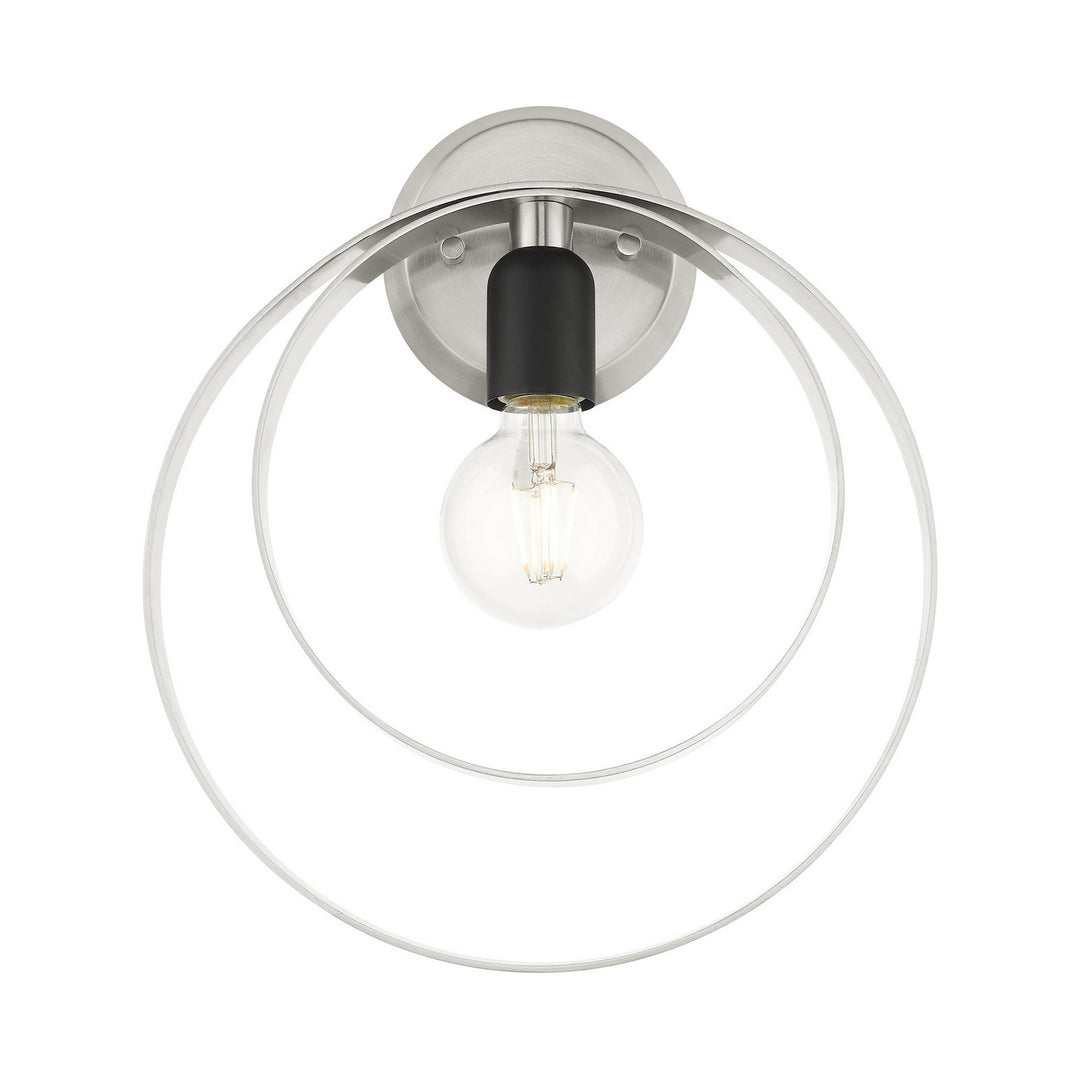 Livex Modesto 46422-91 Wall Sconce Light - Brushed Nickel w/ Blacks