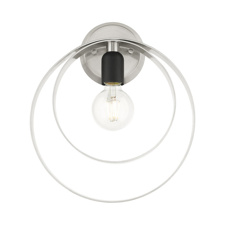 Livex Modesto 46422-91 Wall Sconce Light - Brushed Nickel w/ Blacks