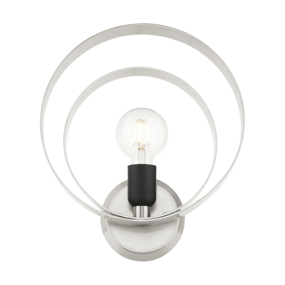 Livex Modesto 46422-91 Wall Sconce Light - Brushed Nickel w/ Blacks