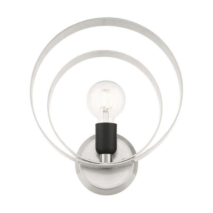 Livex Modesto 46422-91 Wall Sconce Light - Brushed Nickel w/ Blacks