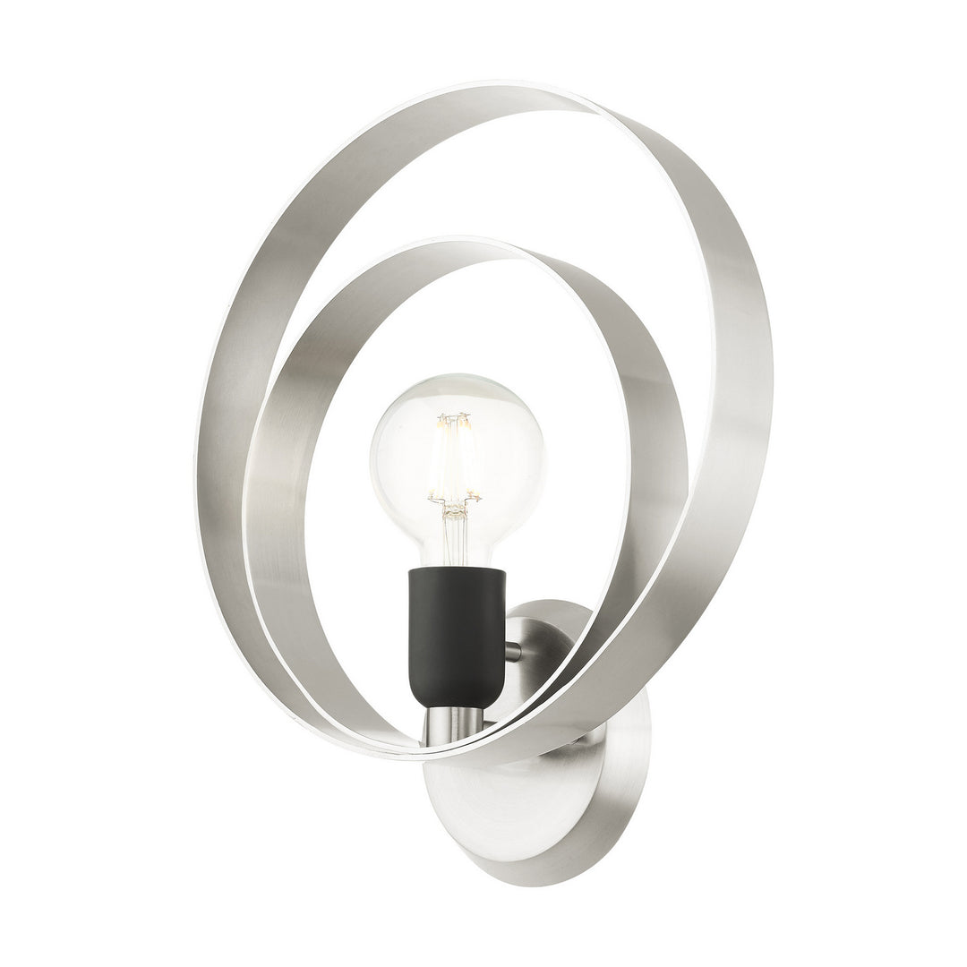 Livex Modesto 46422-91 Wall Sconce Light - Brushed Nickel w/ Blacks