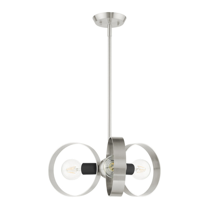 Livex Modesto 46423-91 Chandelier Light - Brushed Nickel w/ Blacks