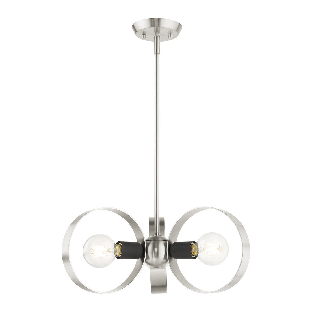 Livex Modesto 46423-91 Chandelier Light - Brushed Nickel w/ Blacks