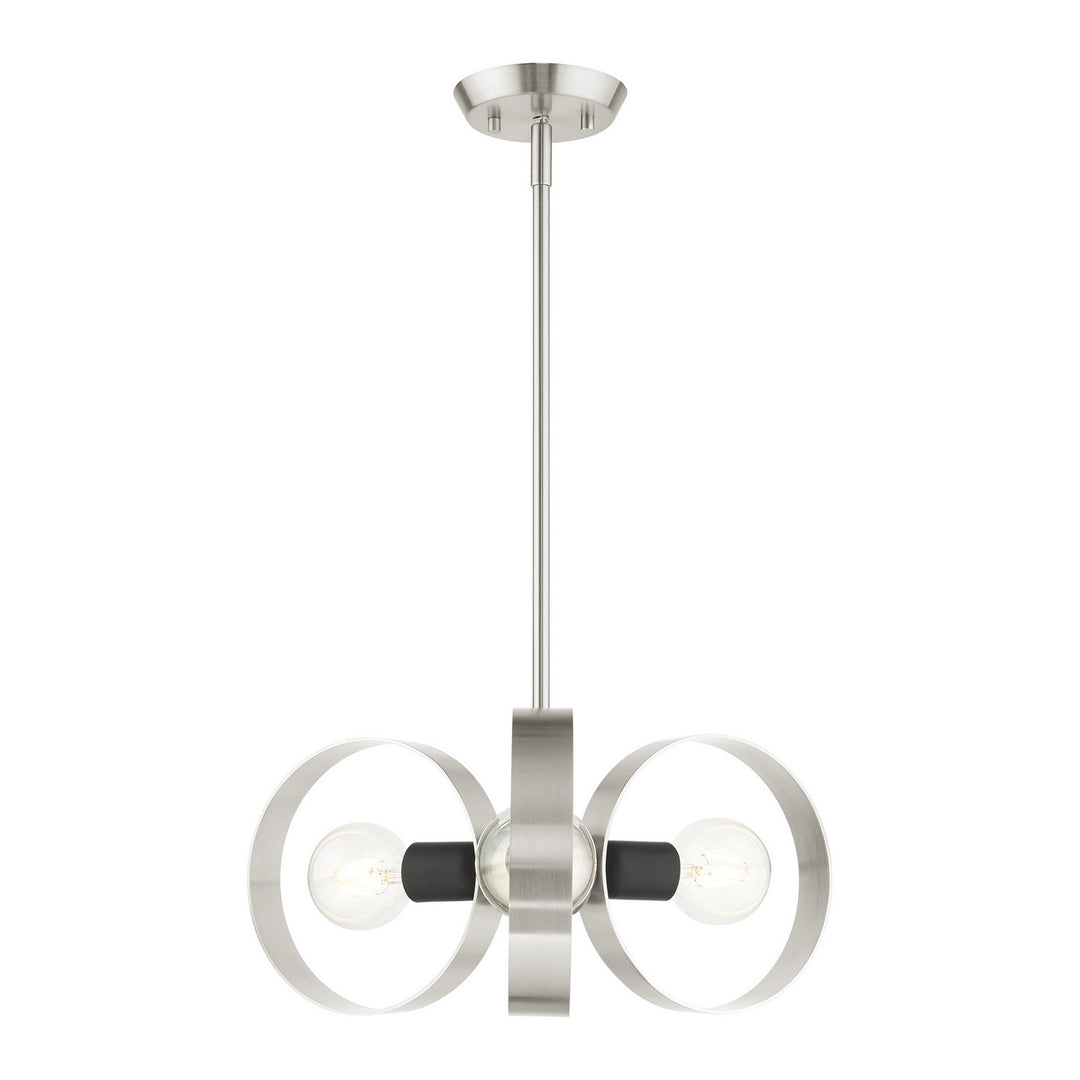 Livex Modesto 46423-91 Chandelier Light - Brushed Nickel w/ Blacks