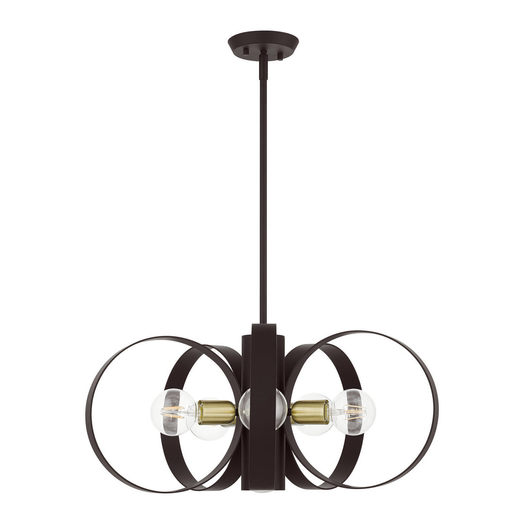 Livex Modesto 46425-07 Chandelier Light - Bronze w/ Satin Brasss