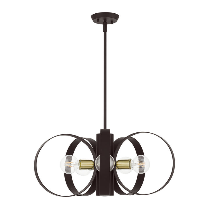Livex Modesto 46425-07 Chandelier Light - Bronze w/ Satin Brasss