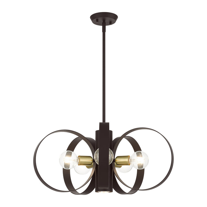 Livex Modesto 46425-07 Chandelier Light - Bronze w/ Satin Brasss