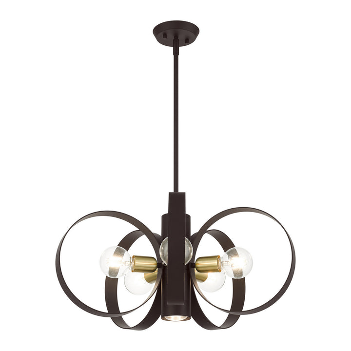Livex Modesto 46425-07 Chandelier Light - Bronze w/ Satin Brasss