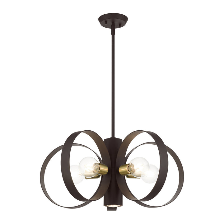 Livex Modesto 46425-07 Chandelier Light - Bronze w/ Satin Brasss