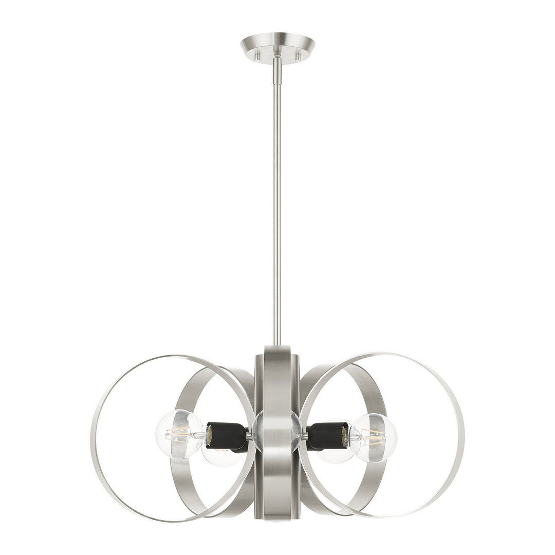 Livex Modesto 46425-91 Chandelier Light - Brushed Nickel w/ Blacks