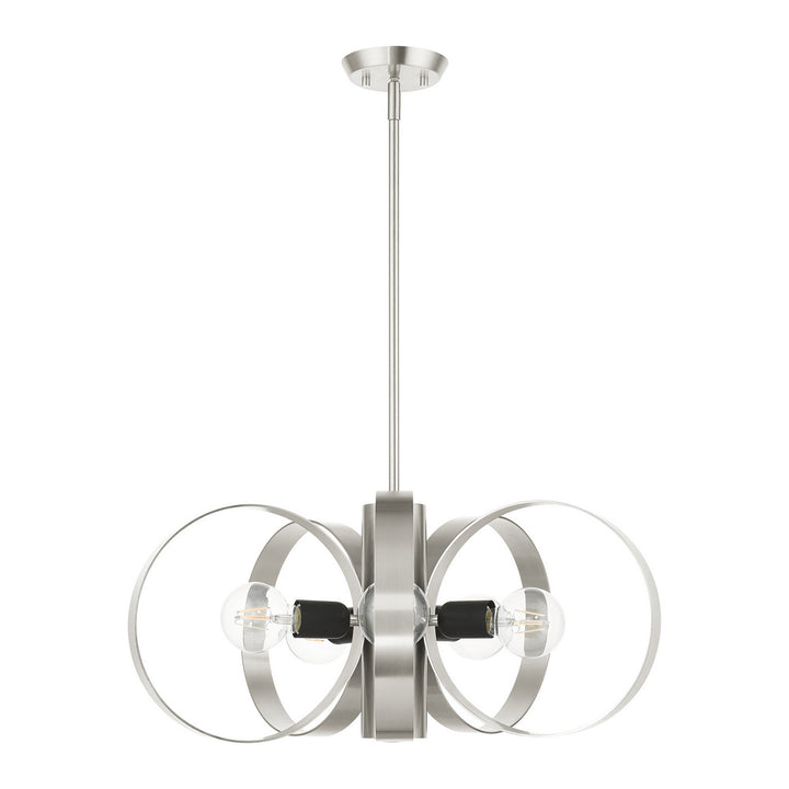 Livex Modesto 46425-91 Chandelier Light - Brushed Nickel w/ Blacks
