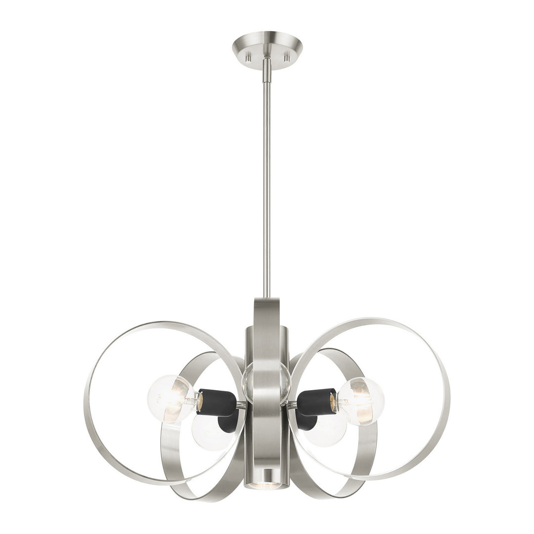 Livex Modesto 46425-91 Chandelier Light - Brushed Nickel w/ Blacks