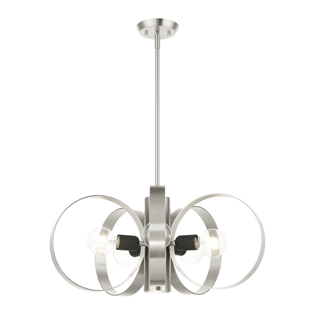 Livex Modesto 46425-91 Chandelier Light - Brushed Nickel w/ Blacks