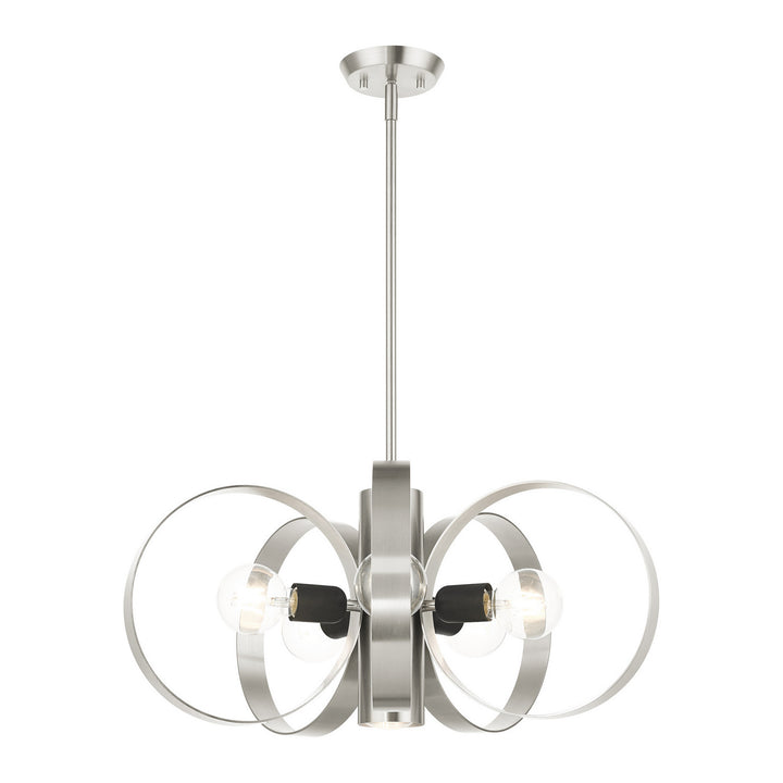Livex Modesto 46425-91 Chandelier Light - Brushed Nickel w/ Blacks