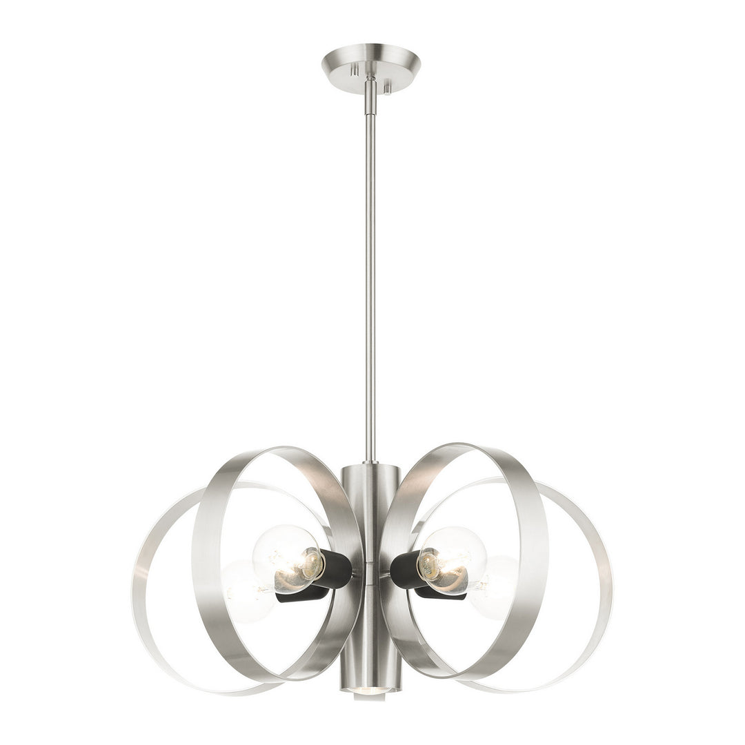 Livex Modesto 46425-91 Chandelier Light - Brushed Nickel w/ Blacks
