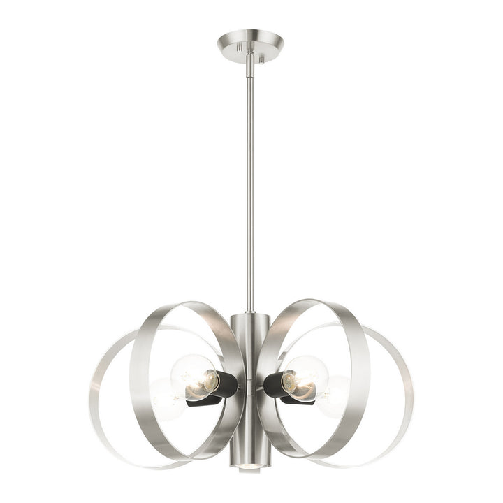 Livex Modesto 46425-91 Chandelier Light - Brushed Nickel w/ Blacks