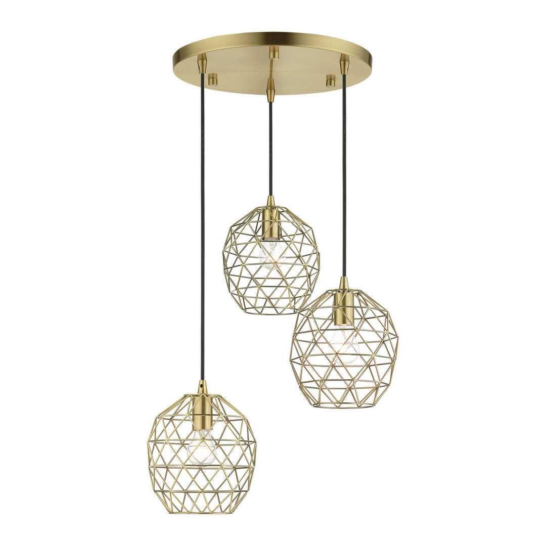 Livex Geometrix 46593-01 Pendant Light - Antique Brass