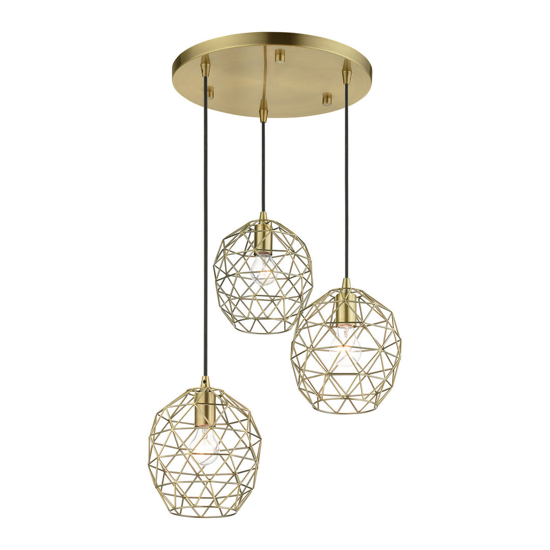 Livex Geometrix 46593-01 Pendant Light - Antique Brass