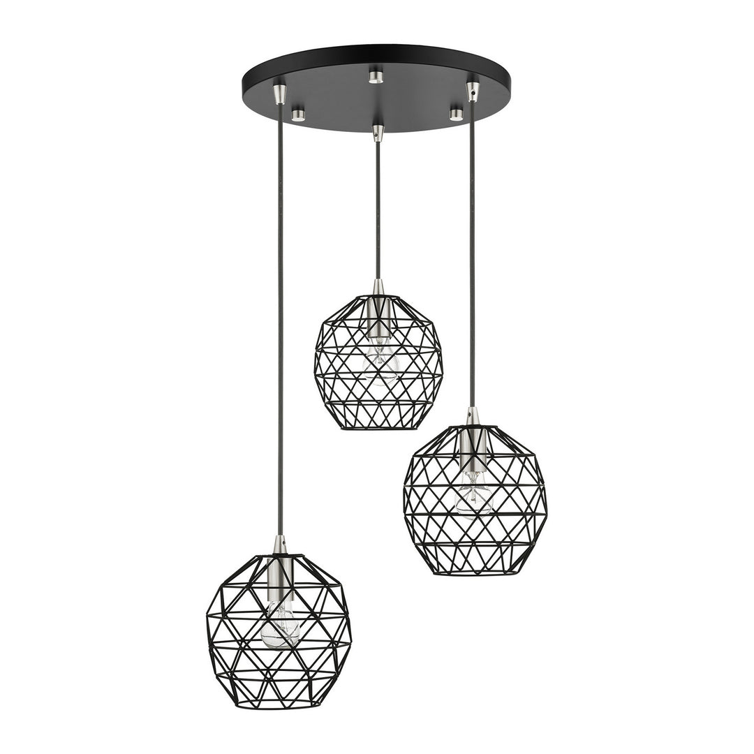 Livex Geometrix 46593-04 Pendant Light - Black w/ Brushed Nickels