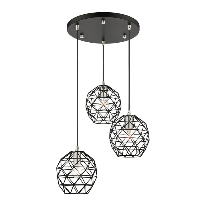 Livex Geometrix 46593-04 Pendant Light - Black w/ Brushed Nickels