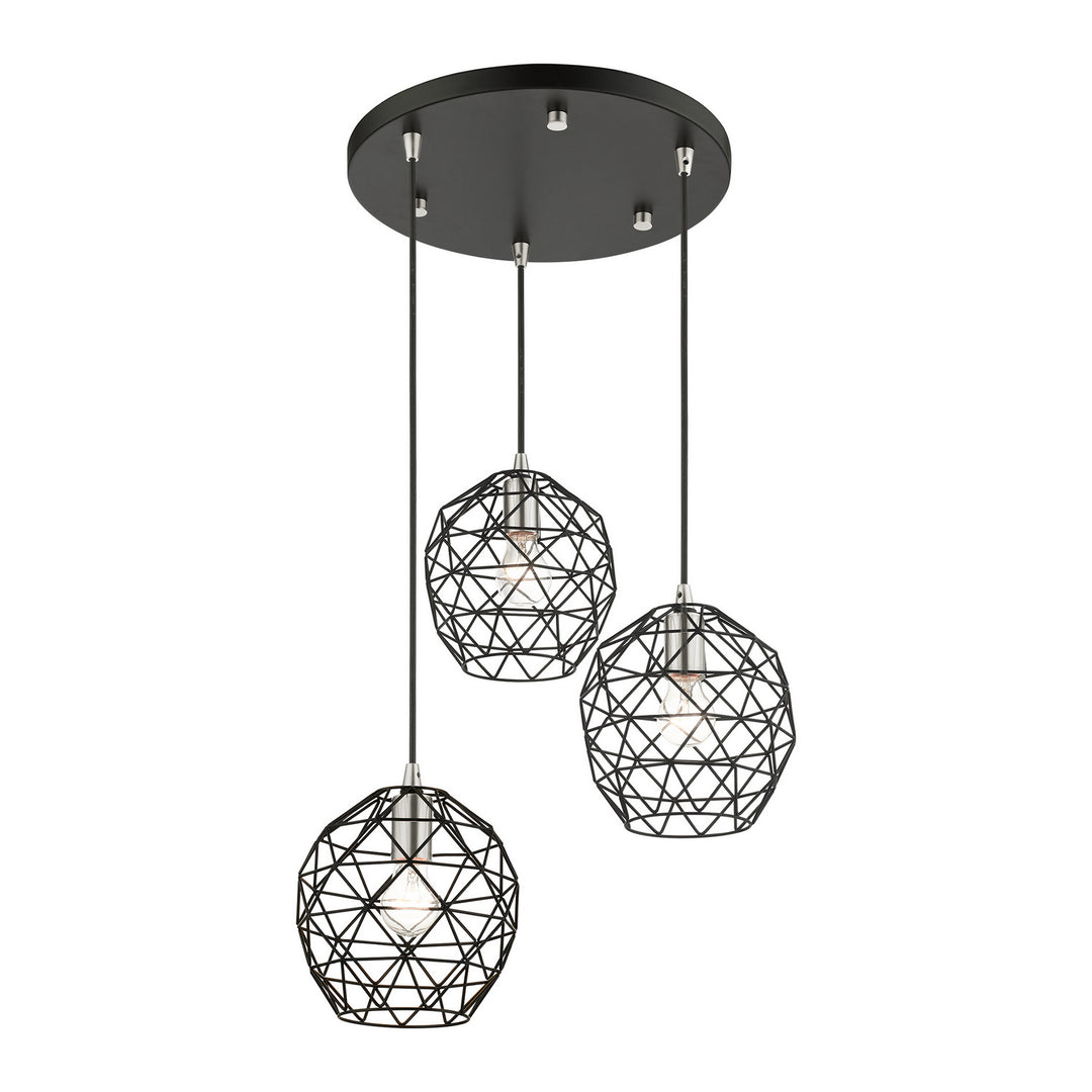 Livex Geometrix 46593-04 Pendant Light - Black w/ Brushed Nickels