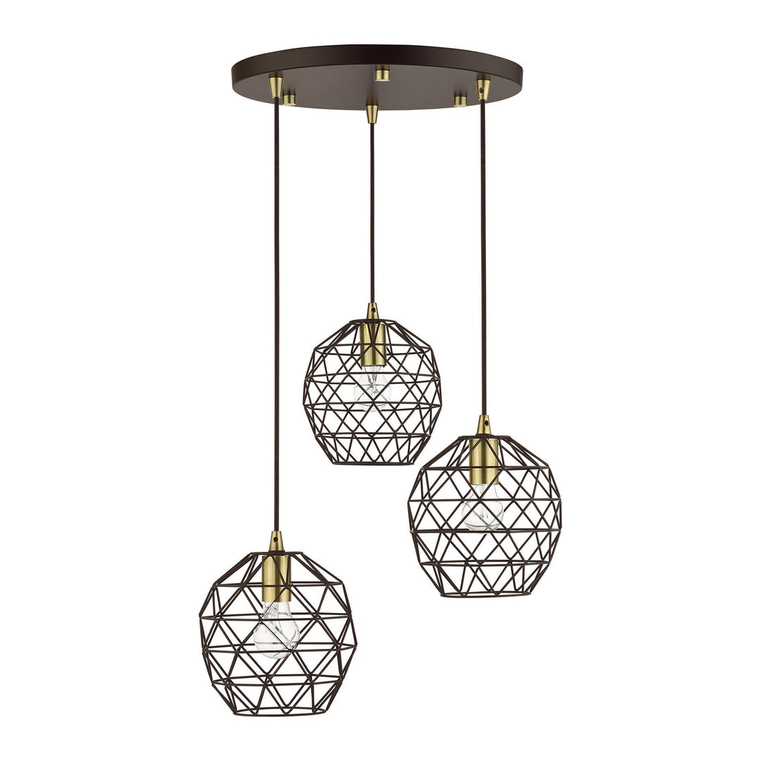 Livex Geometrix 46593-07 Pendant Light - Bronze w/ Antique Brasss