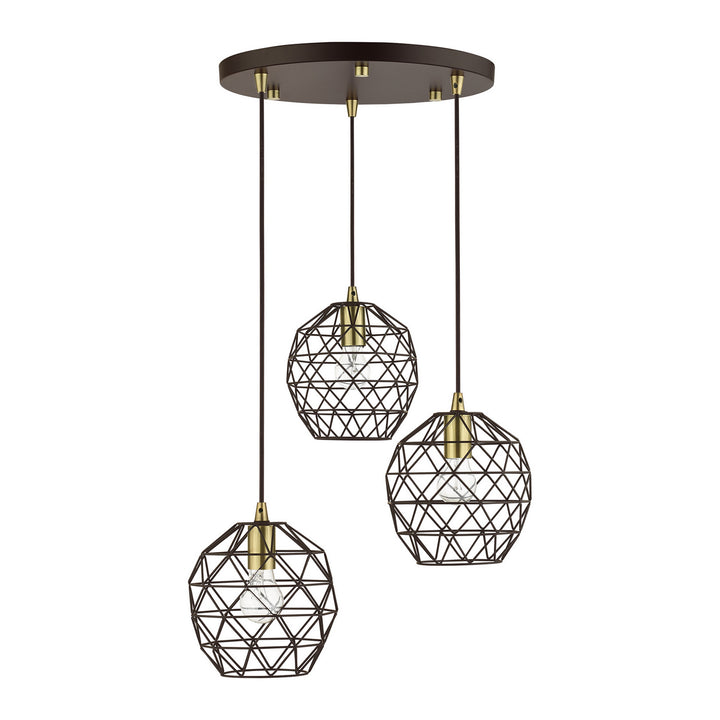 Livex Geometrix 46593-07 Pendant Light - Bronze w/ Antique Brasss