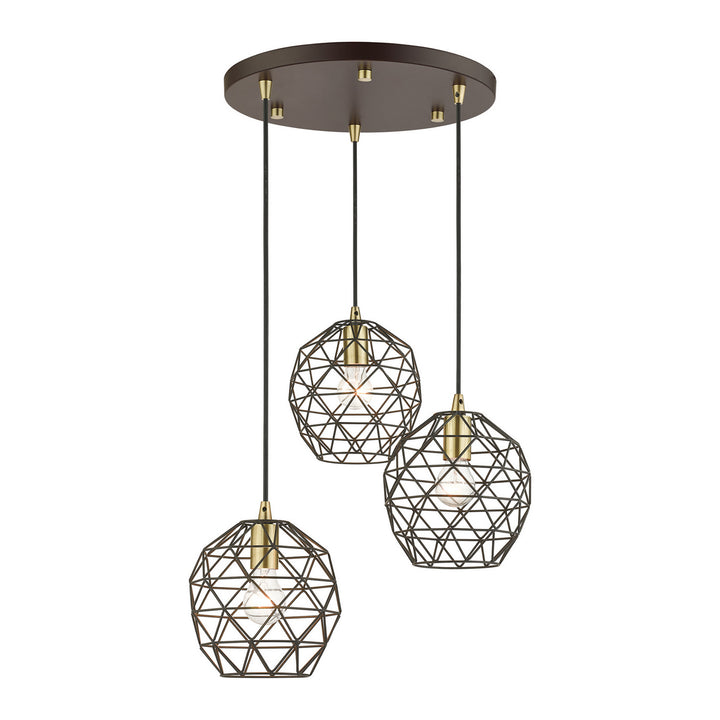 Livex Geometrix 46593-07 Pendant Light - Bronze w/ Antique Brasss