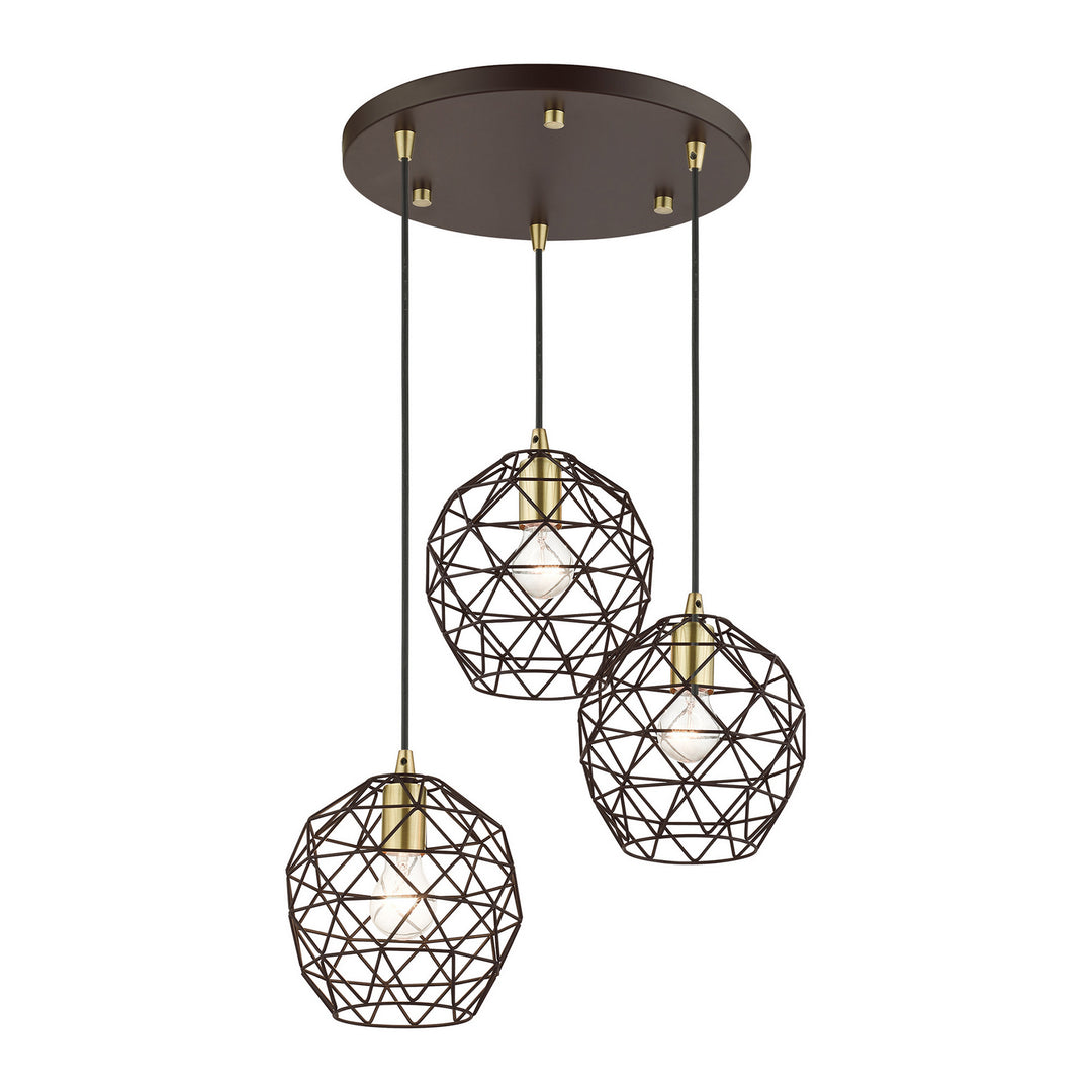 Livex Geometrix 46593-07 Pendant Light - Bronze w/ Antique Brasss
