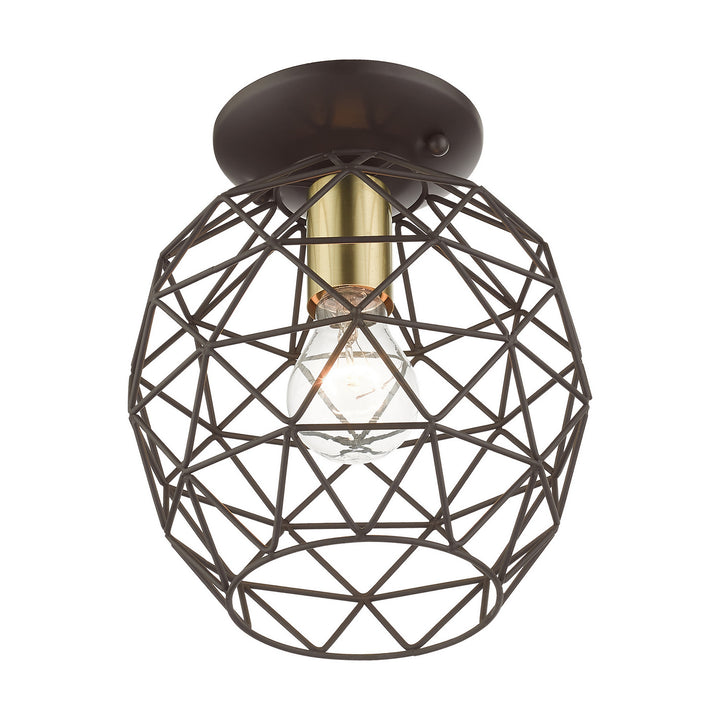 Livex Geometrix 46598-07 Ceiling Light - Bronze w/ Antique Brasss