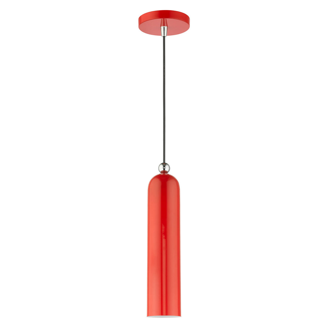 Livex Ardmore 46751-72 Pendant Light - Shiny Red w/ Polished Chromes