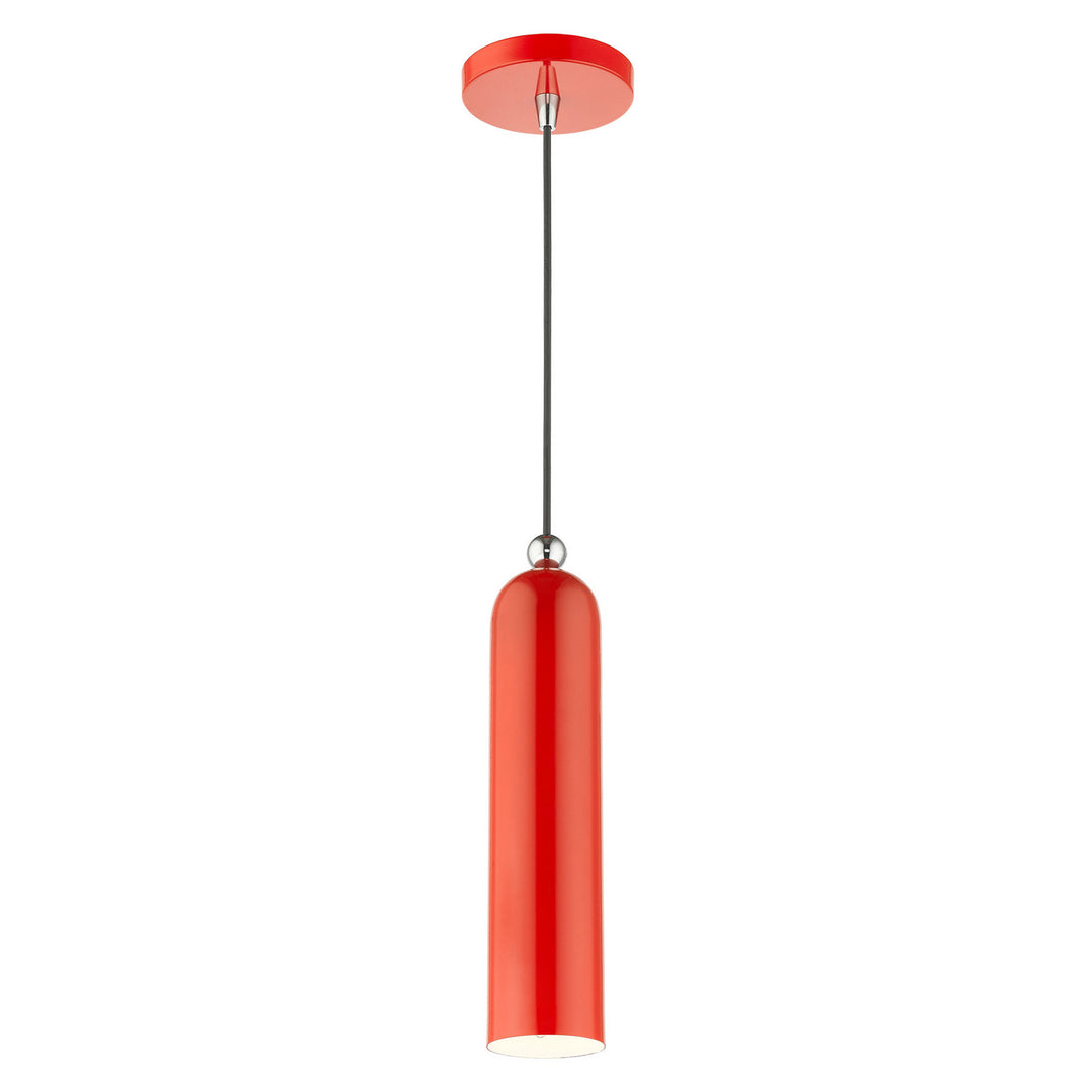 Livex Ardmore 46751-72 Pendant Light - Shiny Red w/ Polished Chromes