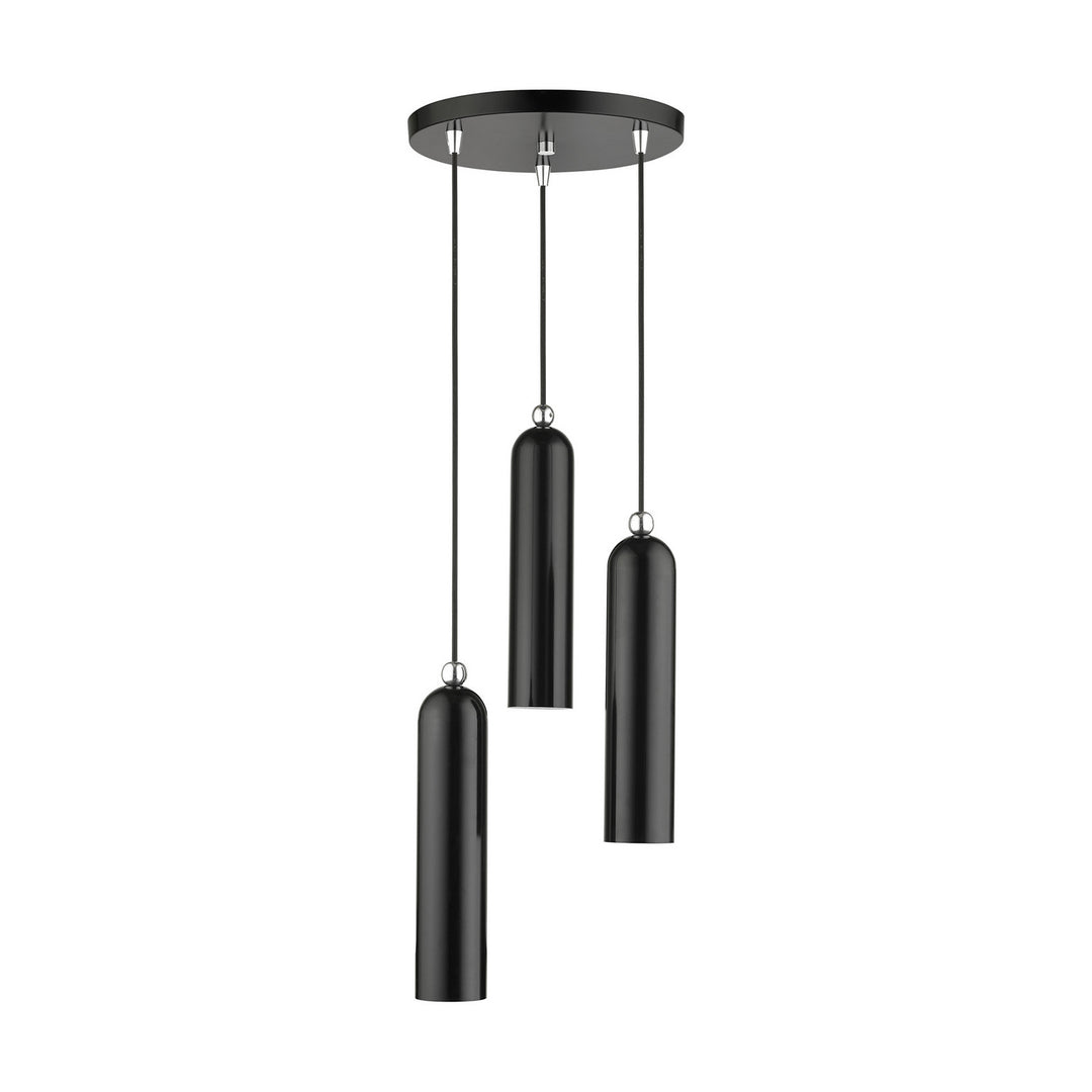 Livex Ardmore 46753-68 Pendant Light - Shiny Black w/ Polished Chromes