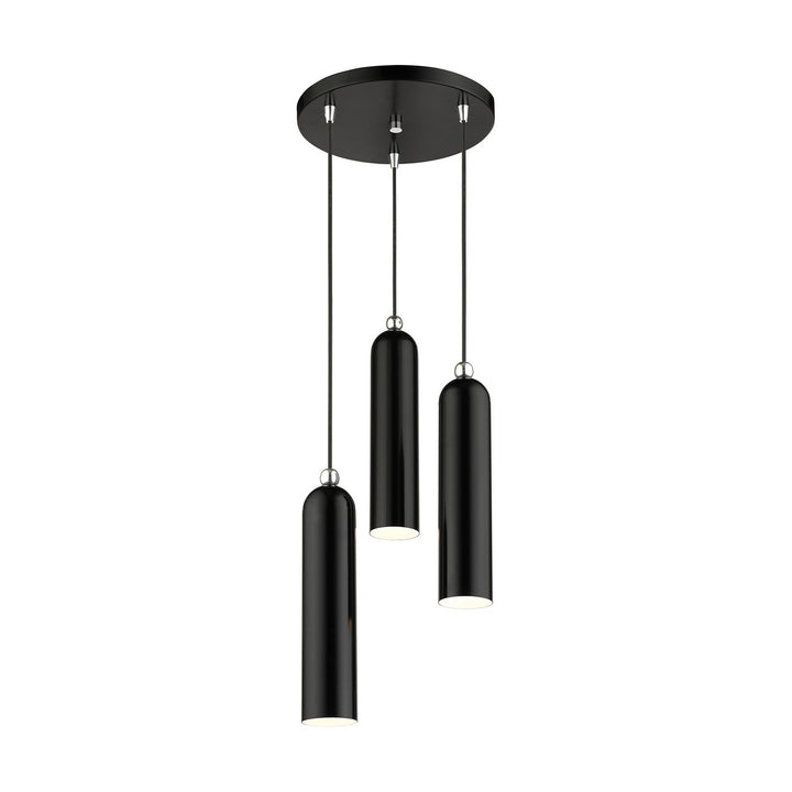 Livex Ardmore 46753-68 Pendant Light - Shiny Black w/ Polished Chromes