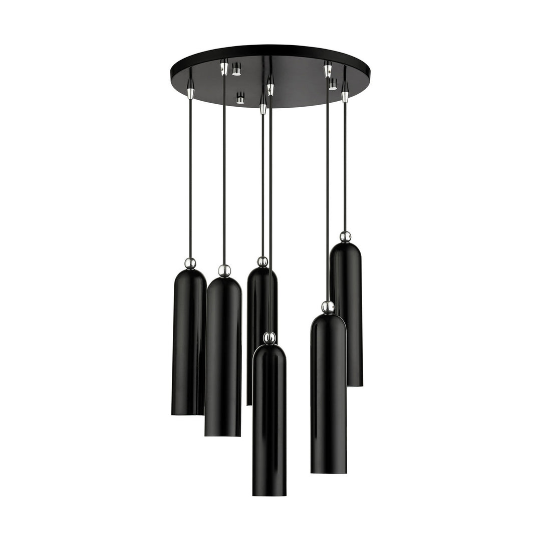 Livex Ardmore 46756-68 Pendant Light - Shiny Black w/ Polished Chromes