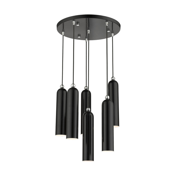 Livex Ardmore 46756-68 Pendant Light - Shiny Black w/ Polished Chromes