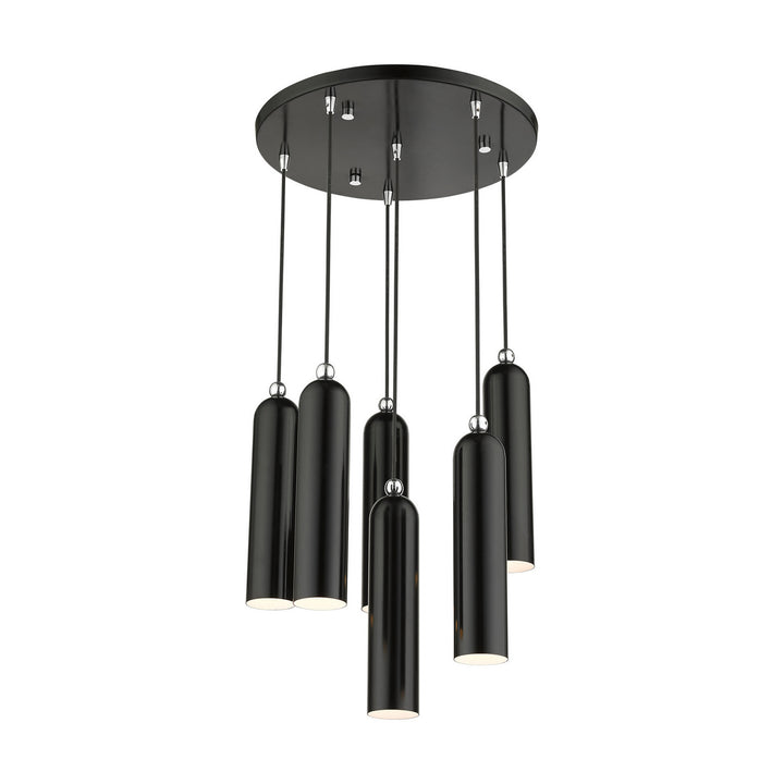 Livex Ardmore 46756-68 Pendant Light - Shiny Black w/ Polished Chromes