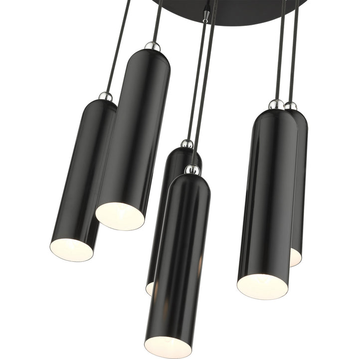 Livex Ardmore 46756-68 Pendant Light - Shiny Black w/ Polished Chromes