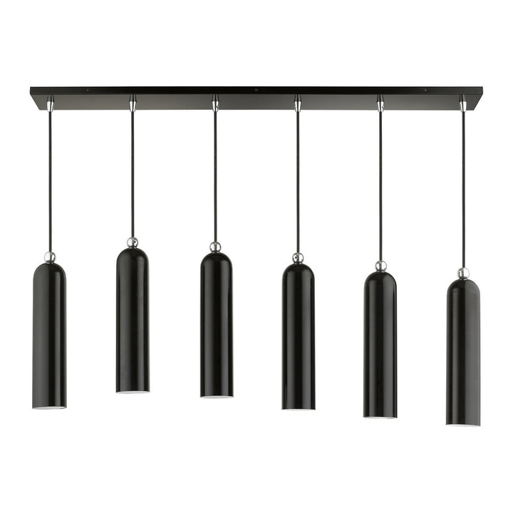 Livex Ardmore 46757-68 Pendant Light - Shiny Black w/ Polished Chromes