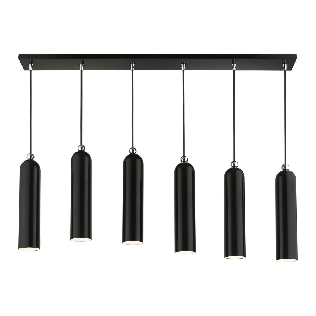 Livex Ardmore 46757-68 Pendant Light - Shiny Black w/ Polished Chromes