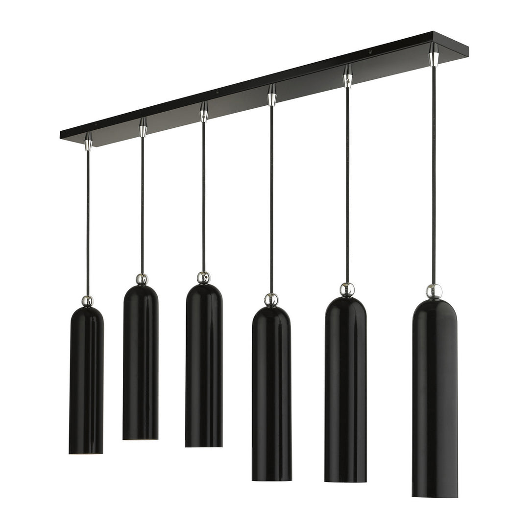 Livex Ardmore 46757-68 Pendant Light - Shiny Black w/ Polished Chromes