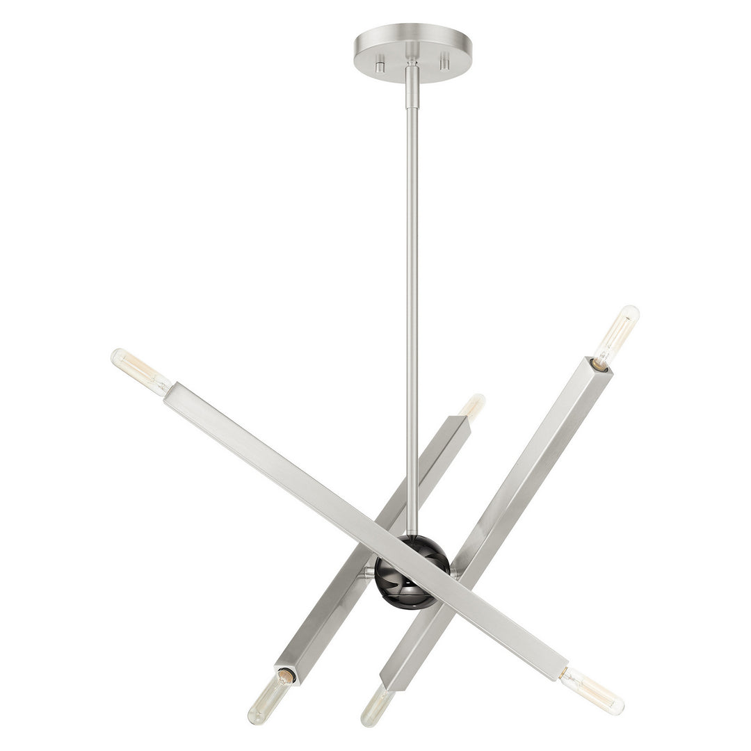 Livex Monaco 46984-91 Chandelier Light - Brushed Nickel w/ Black Chromes